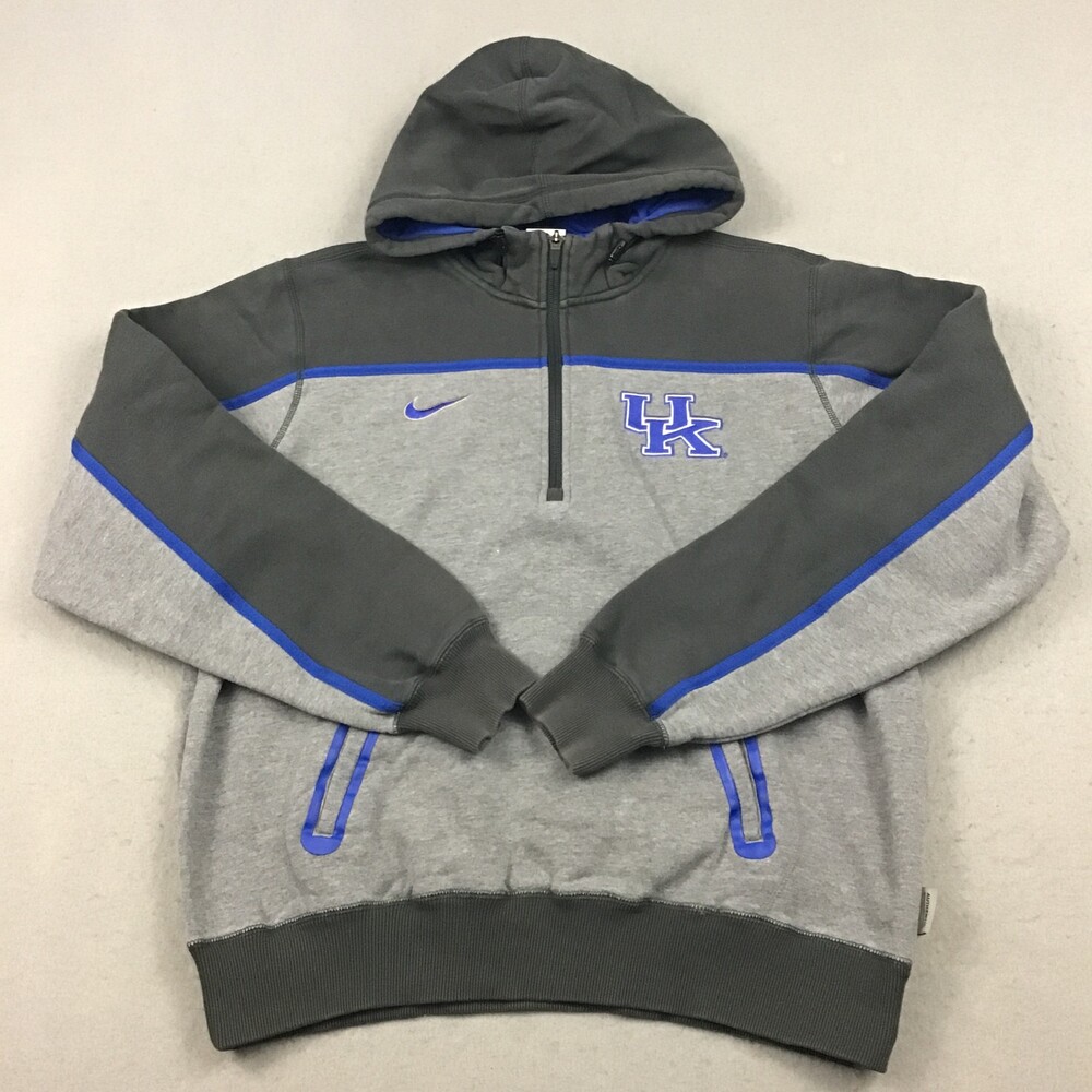 Kentucky Wildcats Hoodie Men Medium Gray Nike Elite 1/4 Zip Sweatshirt NCAA M